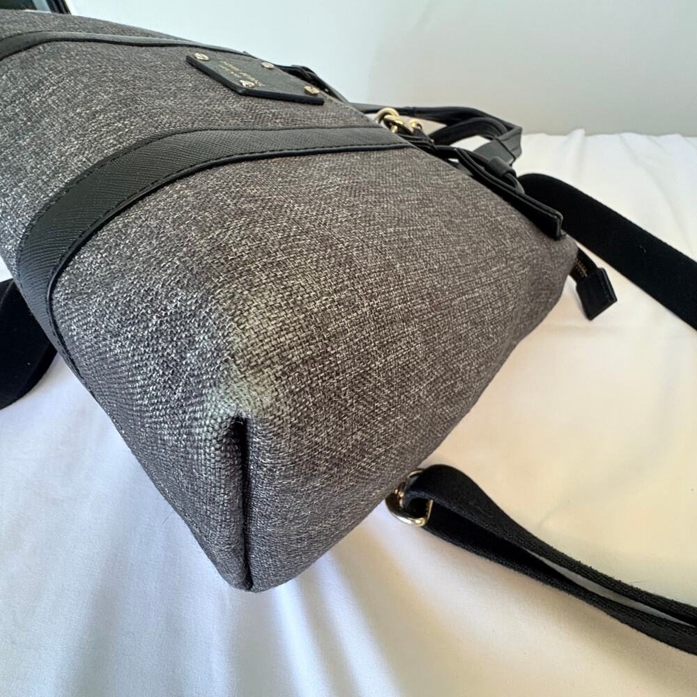 Henry Bendel Jetsetter Convertible Backpack Gray Canvas & Black Leather Trim - Picture 10 of 16